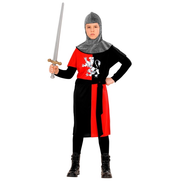 GUERRIER MEDIEVAL - rouge manteau, ceinture, capuche